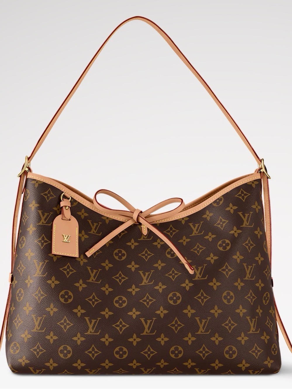 Louis Vuitton CarryAll MM Monogram Hobo Bag in Brown and Tan